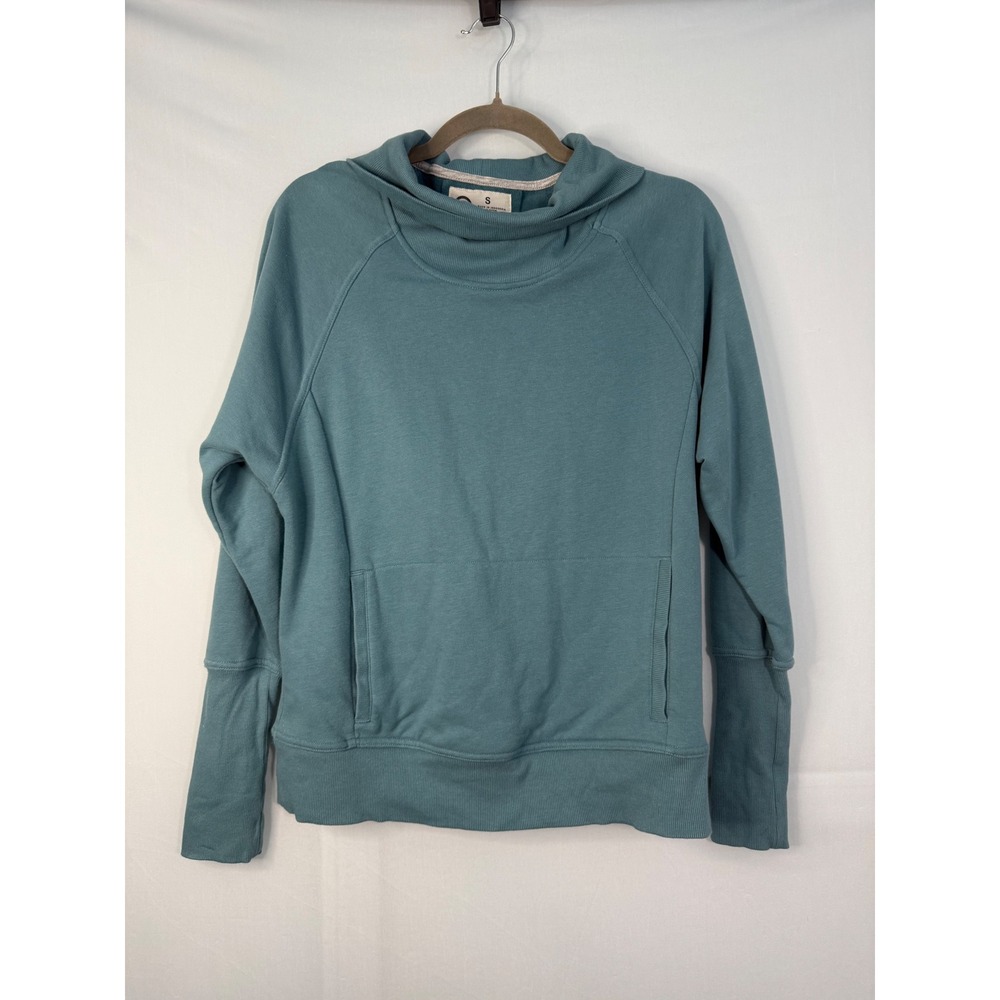 C9 Champion Funnel Neck Pullover Sweatshirt Women Small Teal Pleated Back Pocket